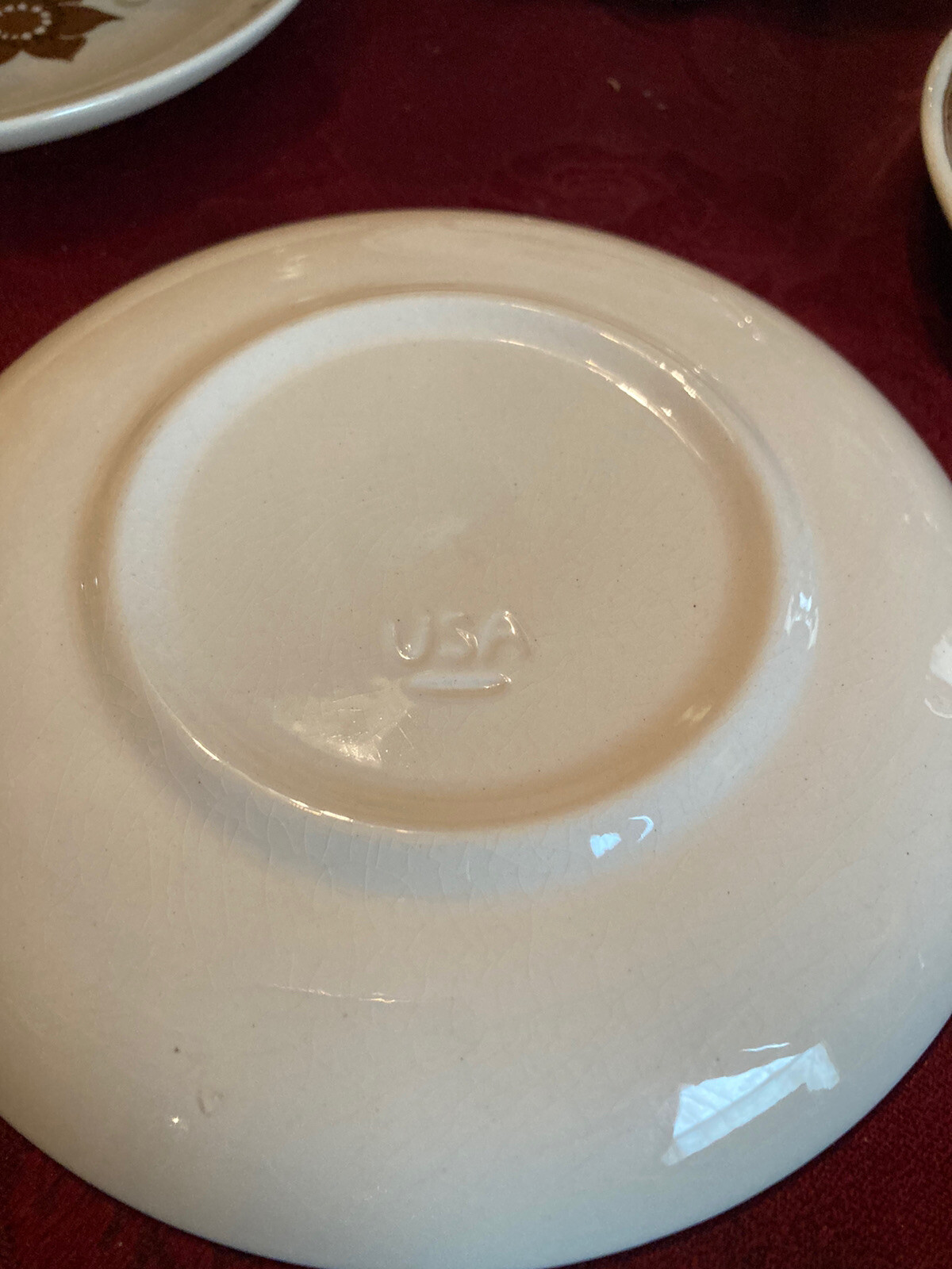 Vintage USA Saucers Brown Trim (4)