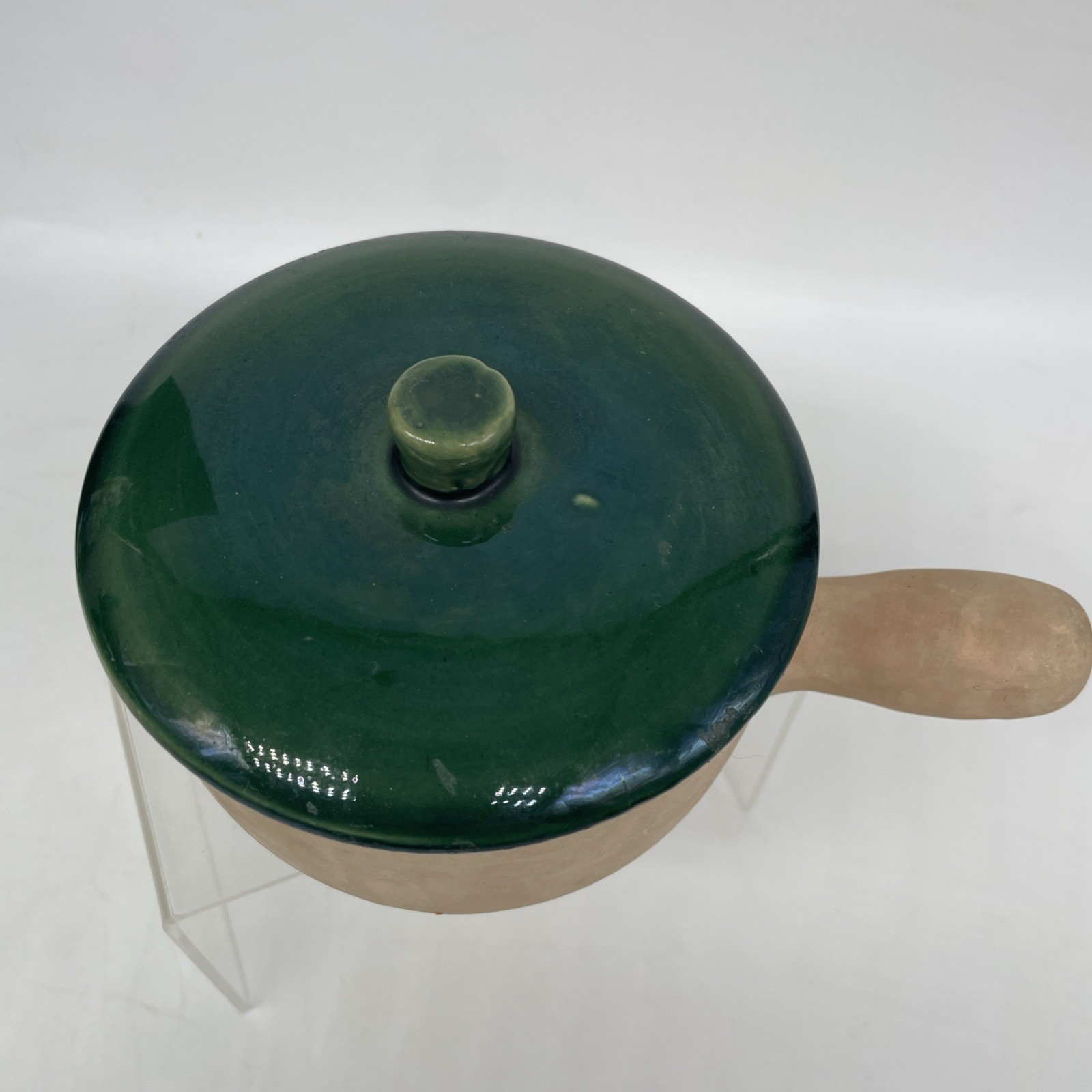 La Solana Pottery Natural Clay Body Green Lid & Body Made 1940’s-50’s Casserole