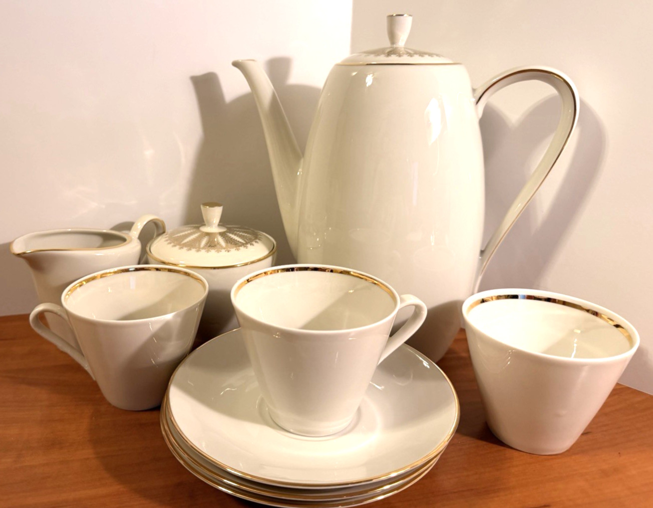 Winterling Kirchenlamitz Bavaria White Gold Coffee Server Set