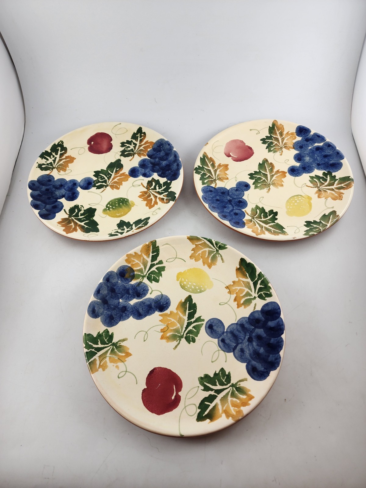 Ceramiche Alfa Dinner Plates – Made in Italy Fruit and Leaves 10″ Qty 3