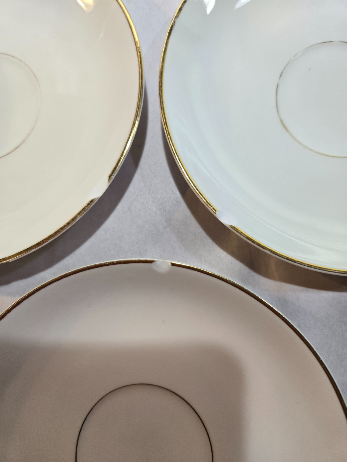 Noritake M series White Porcelain Saucers with Gold Trim 5 1/2 inches Set of 9