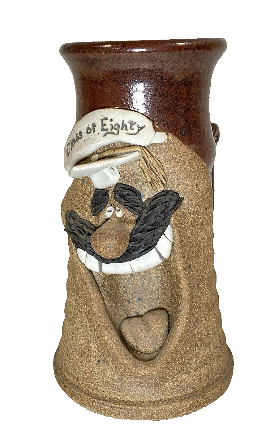 VINTAGE Class of Eighty MARK HINES UGLY Funny Face MUG STONEWARE Reunion Large