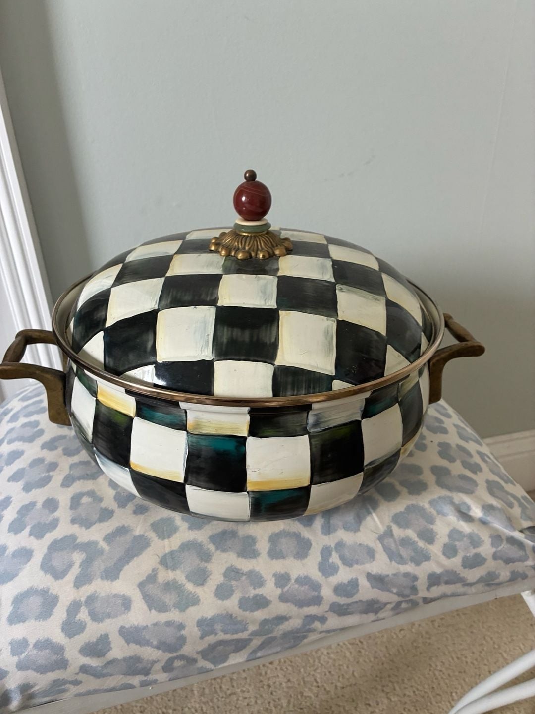 MacKenzie-Childs Courtly Check Enamel Casserole Dish