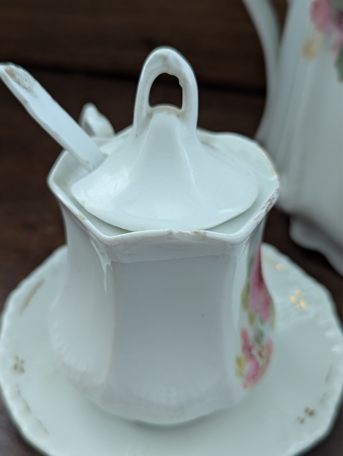 Mixed Set Vtg GERMAN BAVARIAN Porcelain Lusterware Pitcher, Creamer, & Sugar