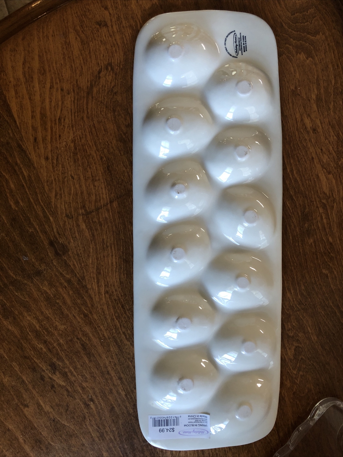 Holiday Home Heavy Ceramic Rectangle White 12 Deviled Egg Platter