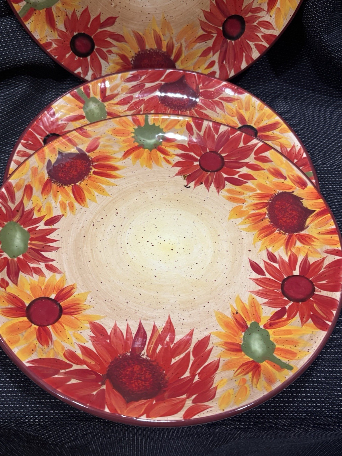 Three (3) Pfaltzgraff EVENING SUN 11 3/4” Chop Plates (Hand Painted)
