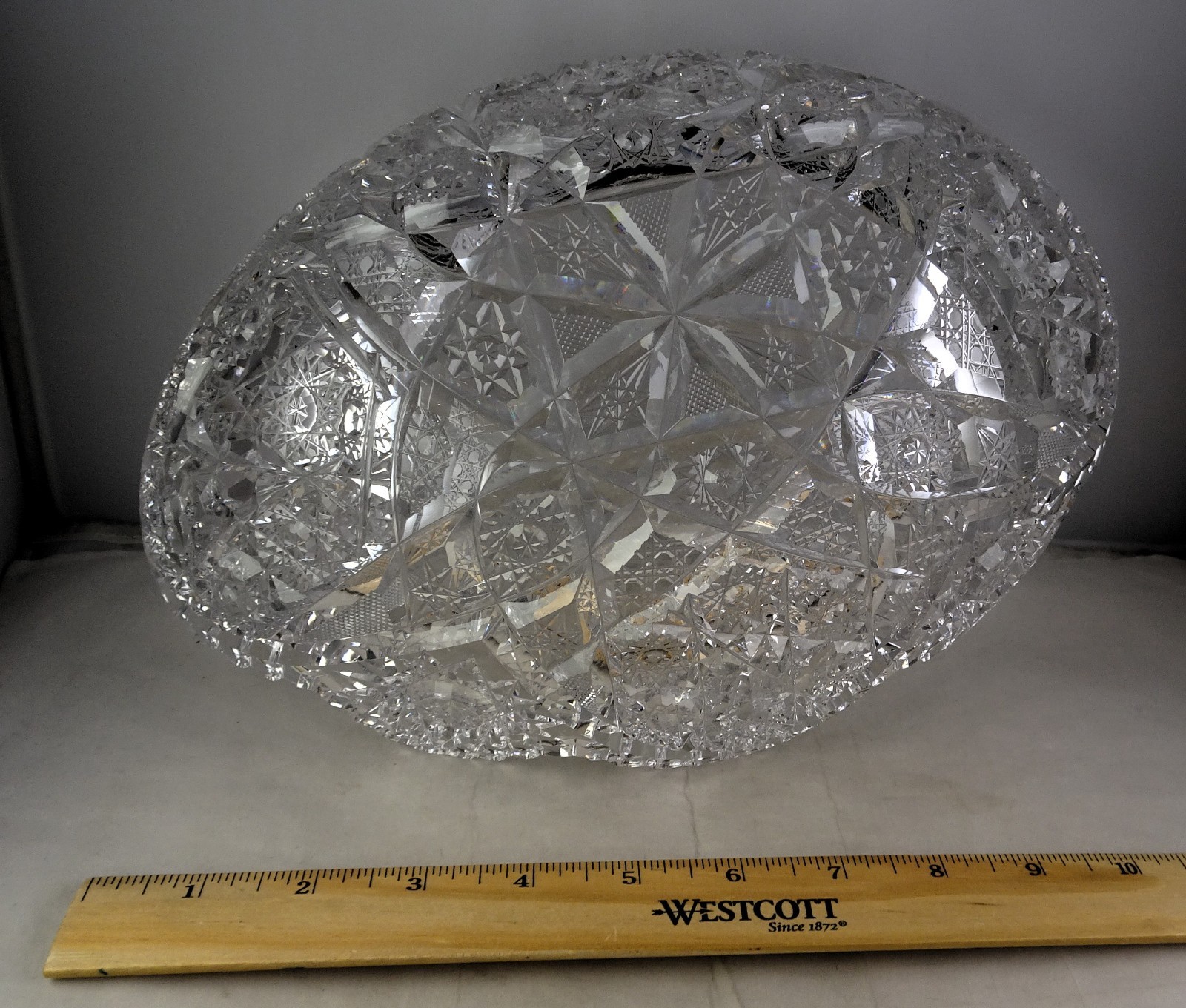 ABP American Brilliant Period Cut Glass Banana Boat & 8″ Bowl