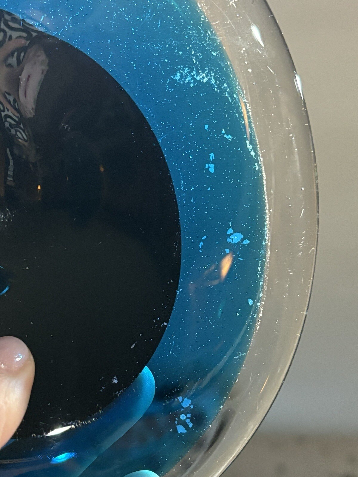 Vintage Art Glass Blue, Black to Clear Asymmetrical Candy or Trinket Dish AS IS