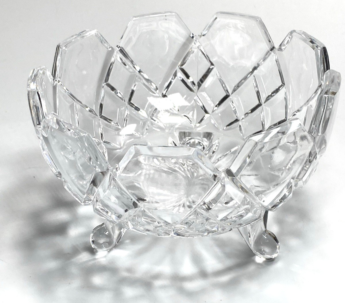 Pretty Three Footed Lead Crystal/Glass? Candy Dish/Bowl