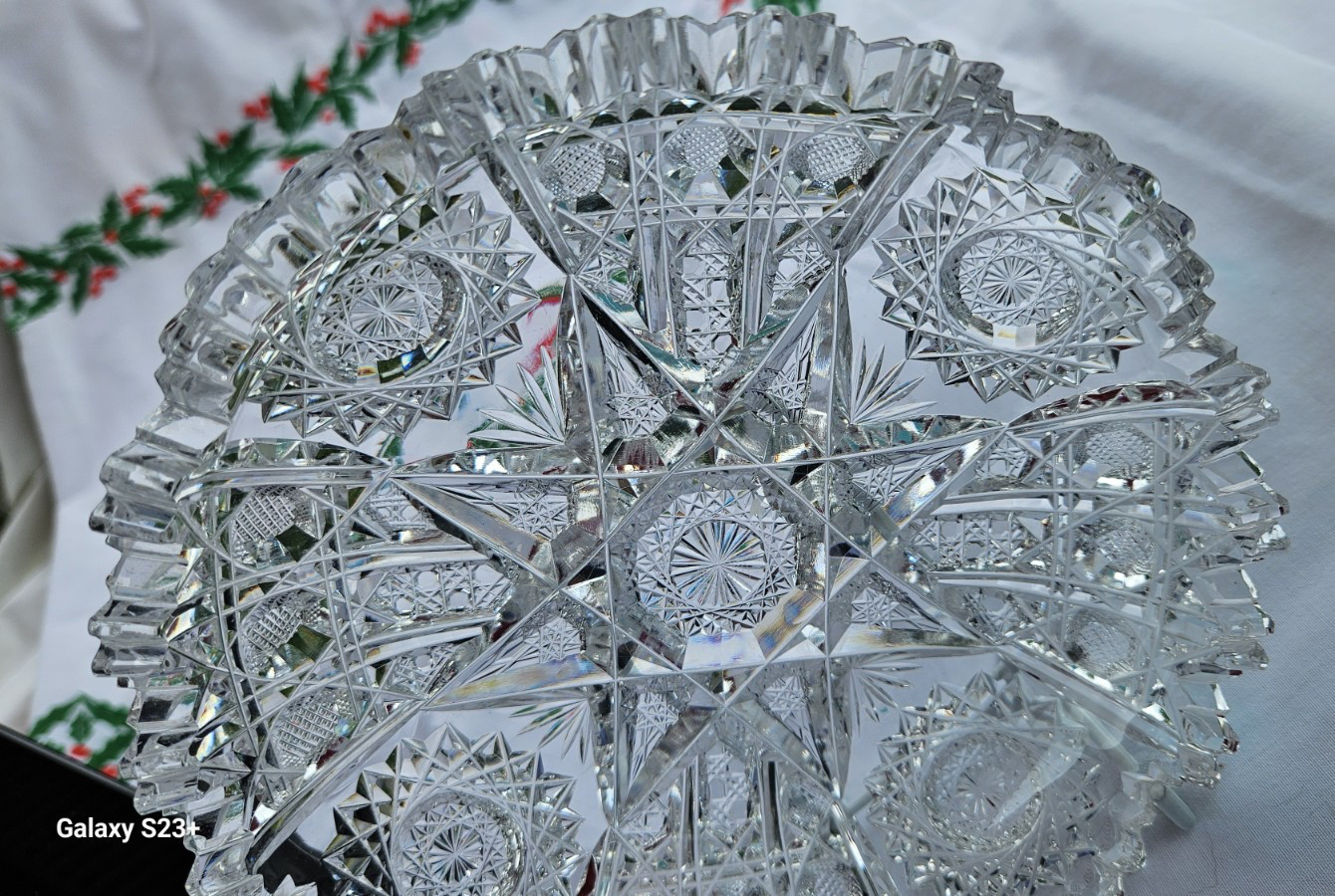 ABP Signed J. Hoare, Pattern Sparkler American Brilliant Cut Glass Small Dish