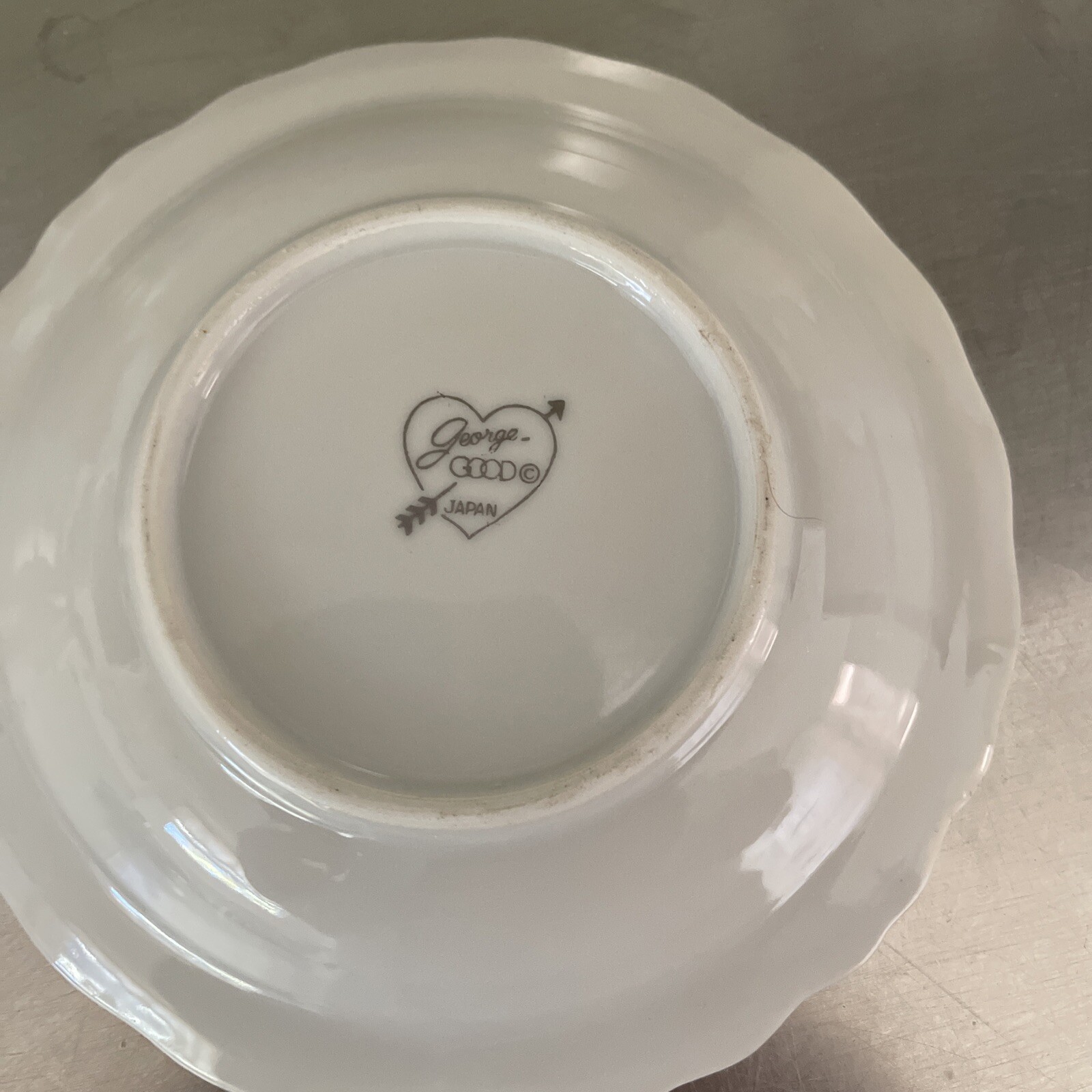 VTG Sliver Trim 25th Anniversary Creamer Pitcher and Saucer George Good Japan