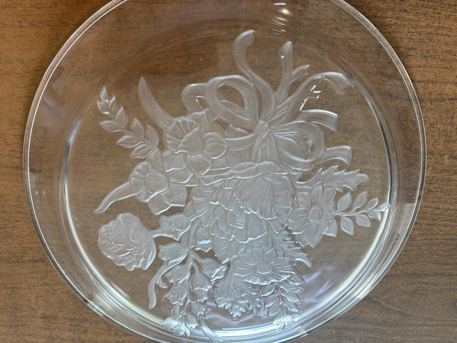 Toscany Collections Crystal 14″ Platter – Etched Floral Design – Rare
