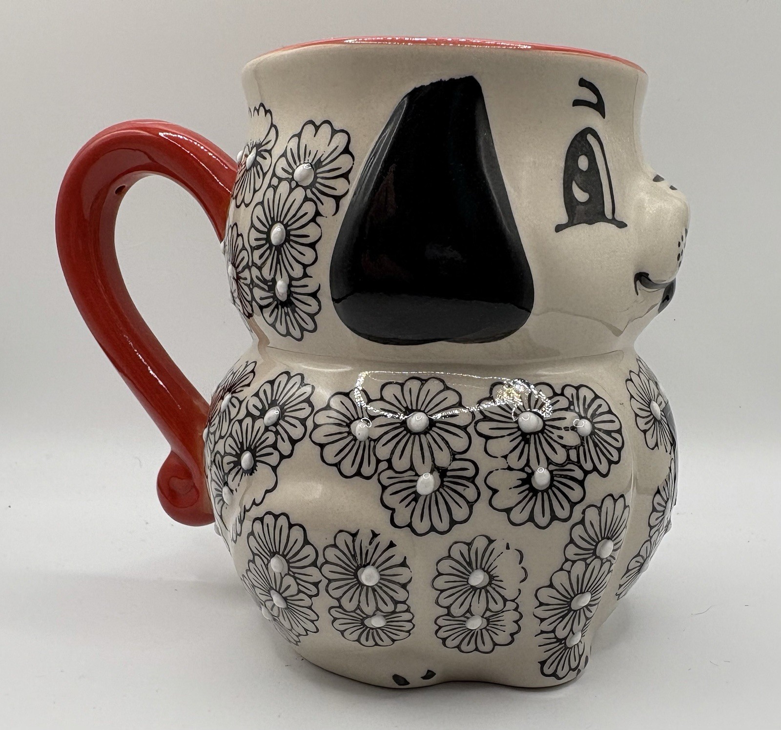 Yokohama Studio Anthropologie Mug Hand Painted Ceramic Dog Floral