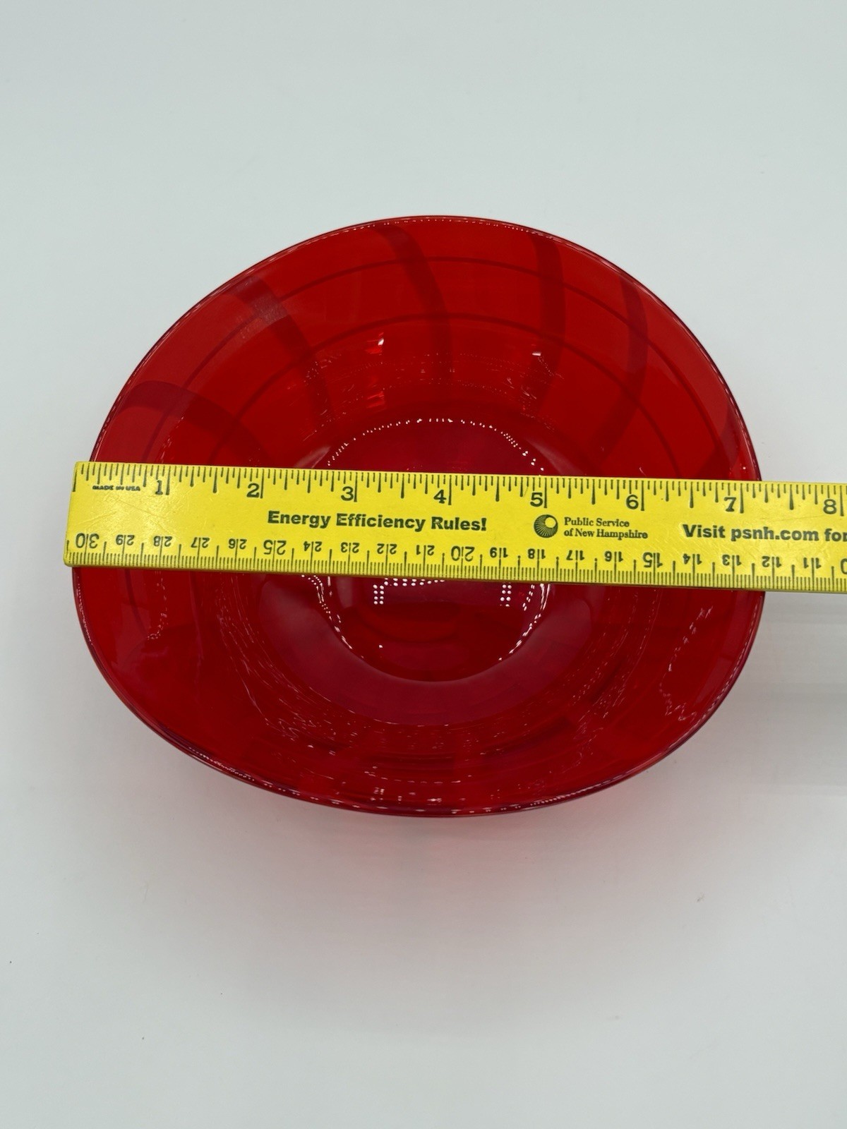 Hand Blown Glass Red And White Swirl Candy Bowl Asymmetrical Design Serving Bowl