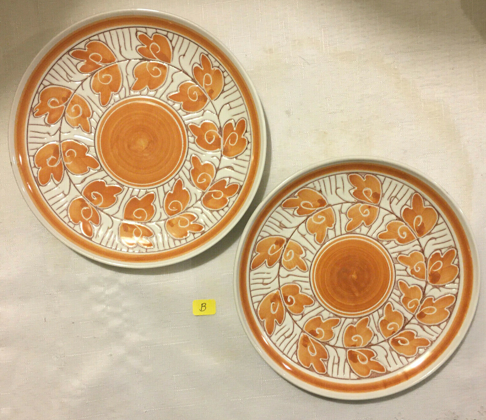 Set of 2 Elle Keramikk Handmade MCM Art Pottery Plate Scandinavian Signed Norway