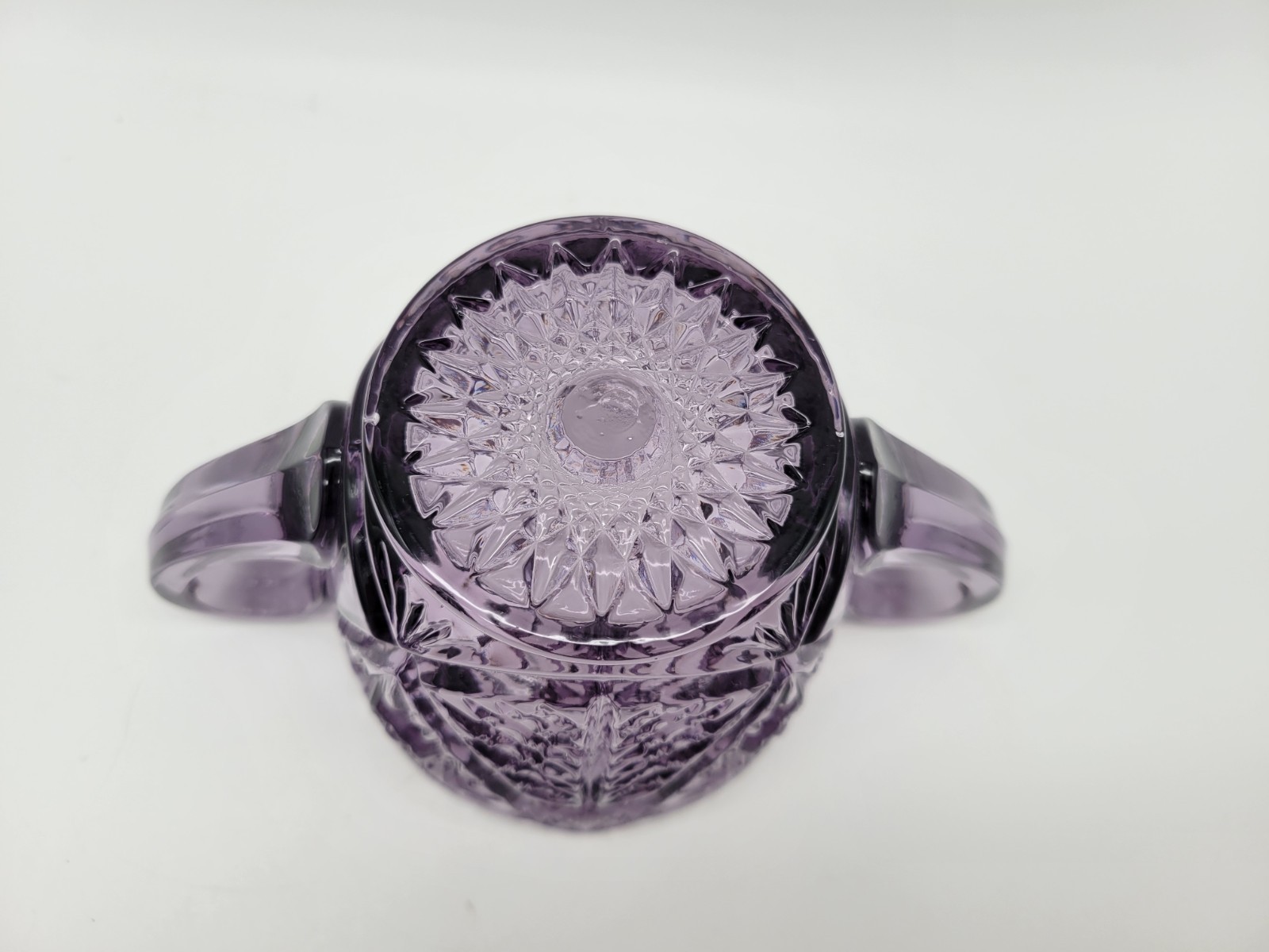 LE Smith Valtec Tree Star Purple Amethyst Glass Sugar Creamer Set MCM Indiana