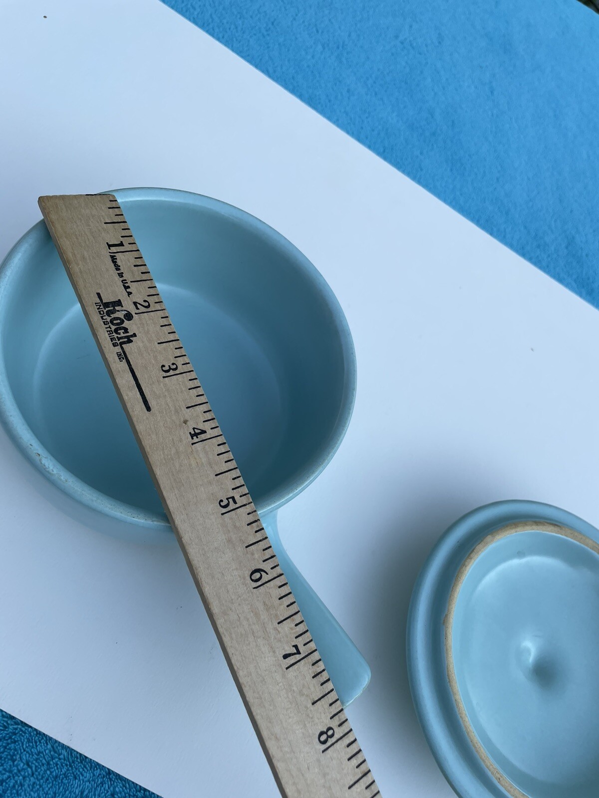 1 La Solana Pottery Aqua Blue w Handle & Lid Dip Chili Soup Bowl Baking Dish
