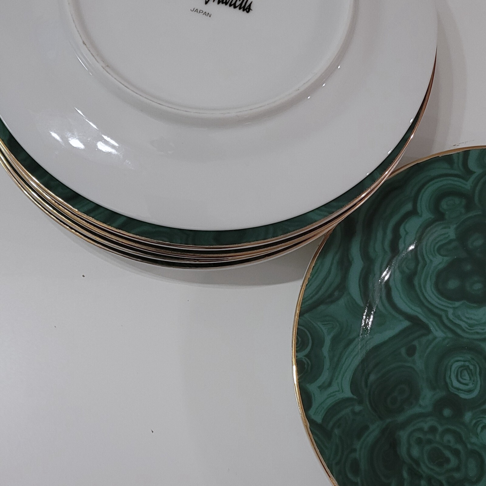 Vintage Neiman Marcus Malachite Appetizer Dessert Plates 6.25in Japan, Set of 6