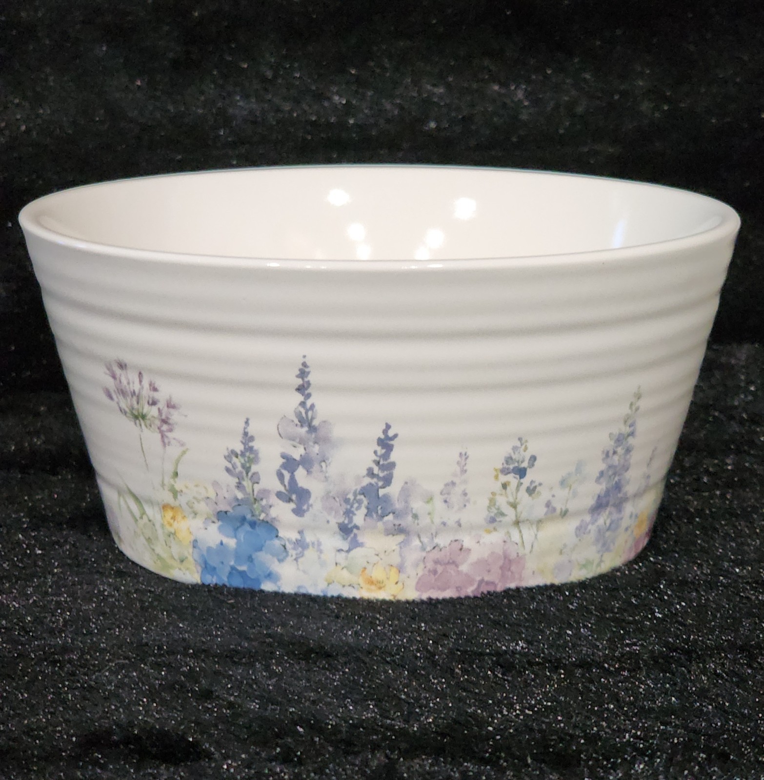4 Watercolor Peeking Bunny & Flowers Cereal Bowls 6″ Ceramic Easter Flower Crown