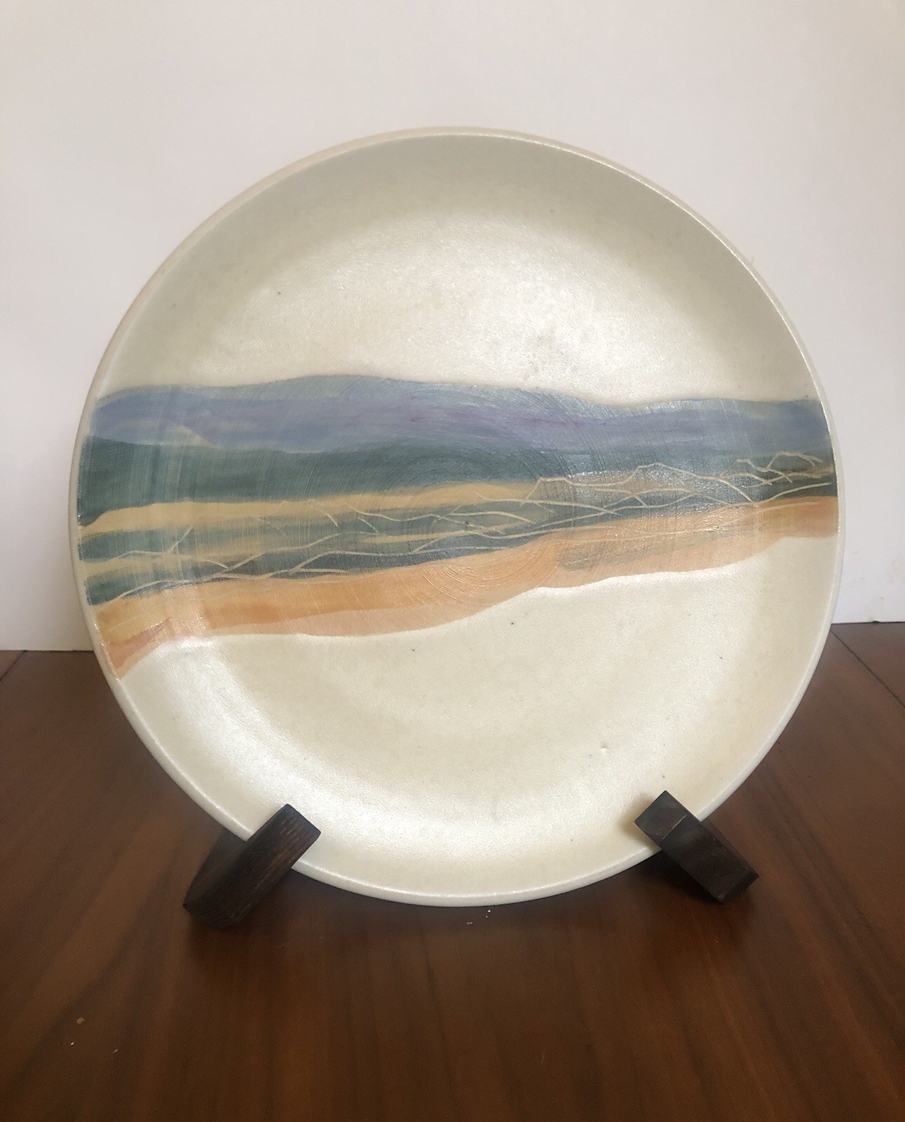 Vintage MCM Studio Pottery Art Plate hand painted Modern Rotraut Germany 10 in