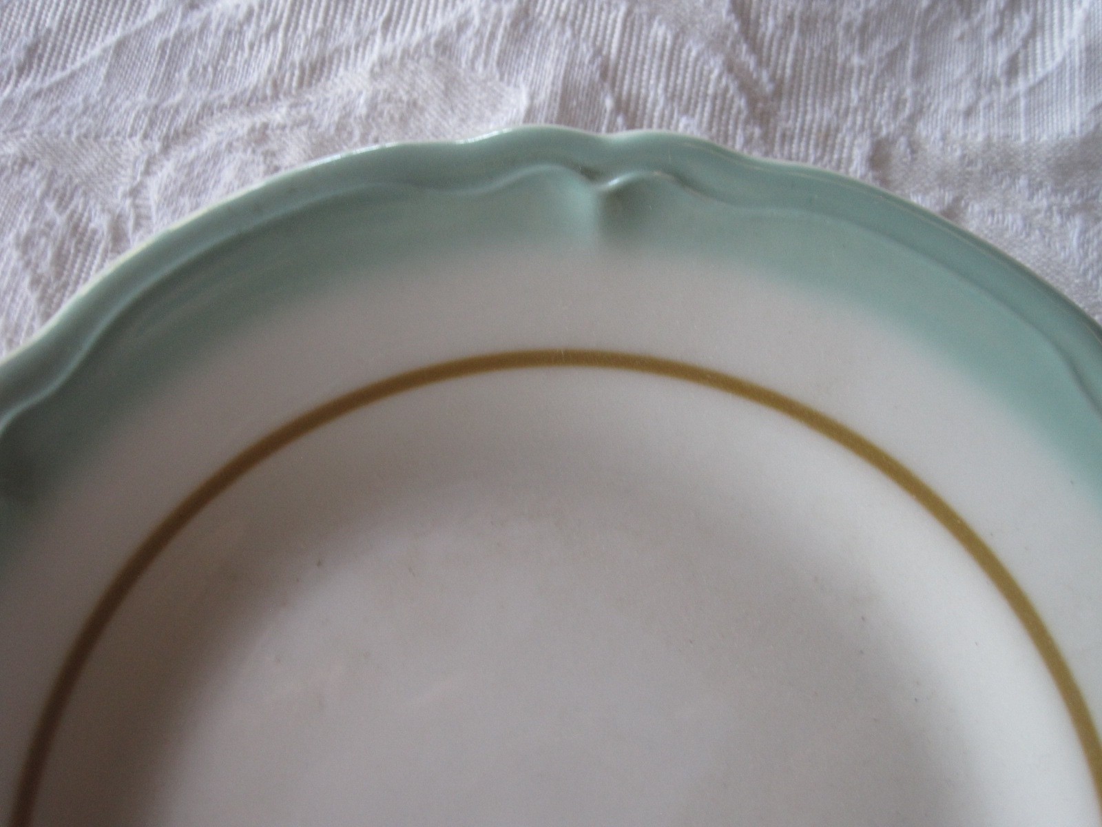 SHENANGO Airbrush Teal Restaurant Ware – Scalloped Rim – 2 Bread Plates 5 1/4