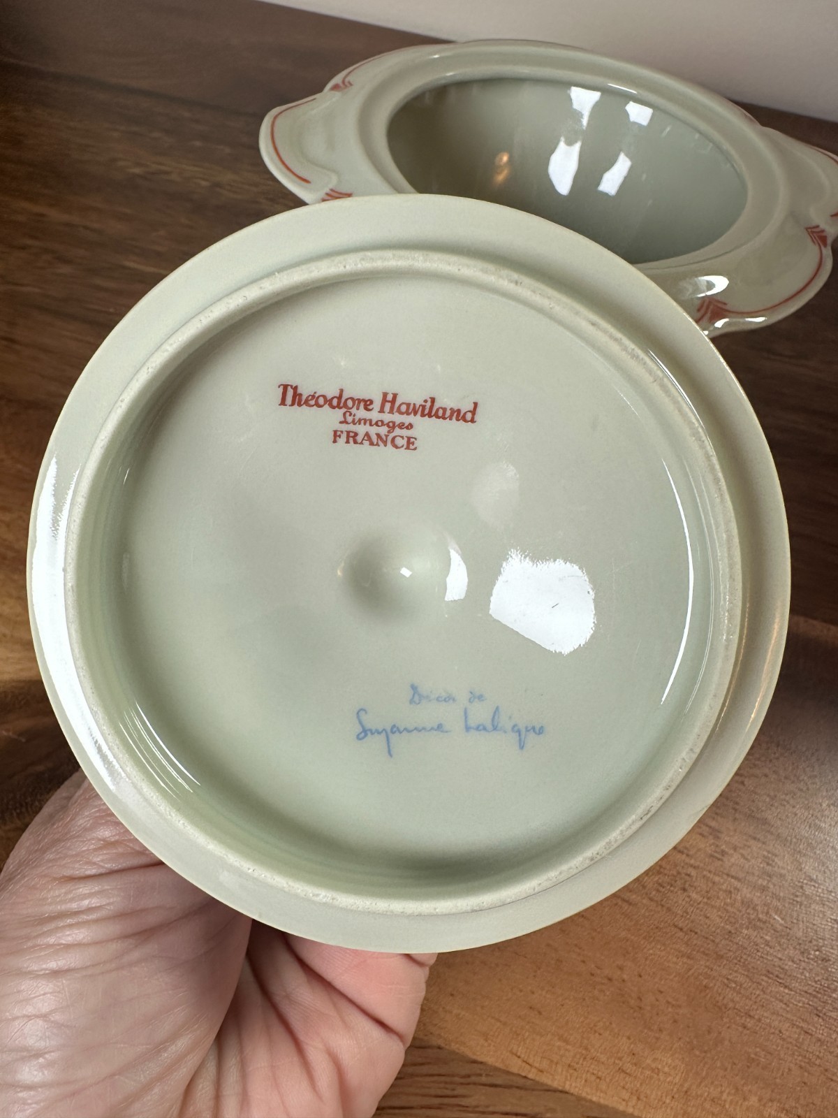 Antique Theodore Haviland Limoges Suzanne Lalique RARE Sugar Bowl Art Celadon