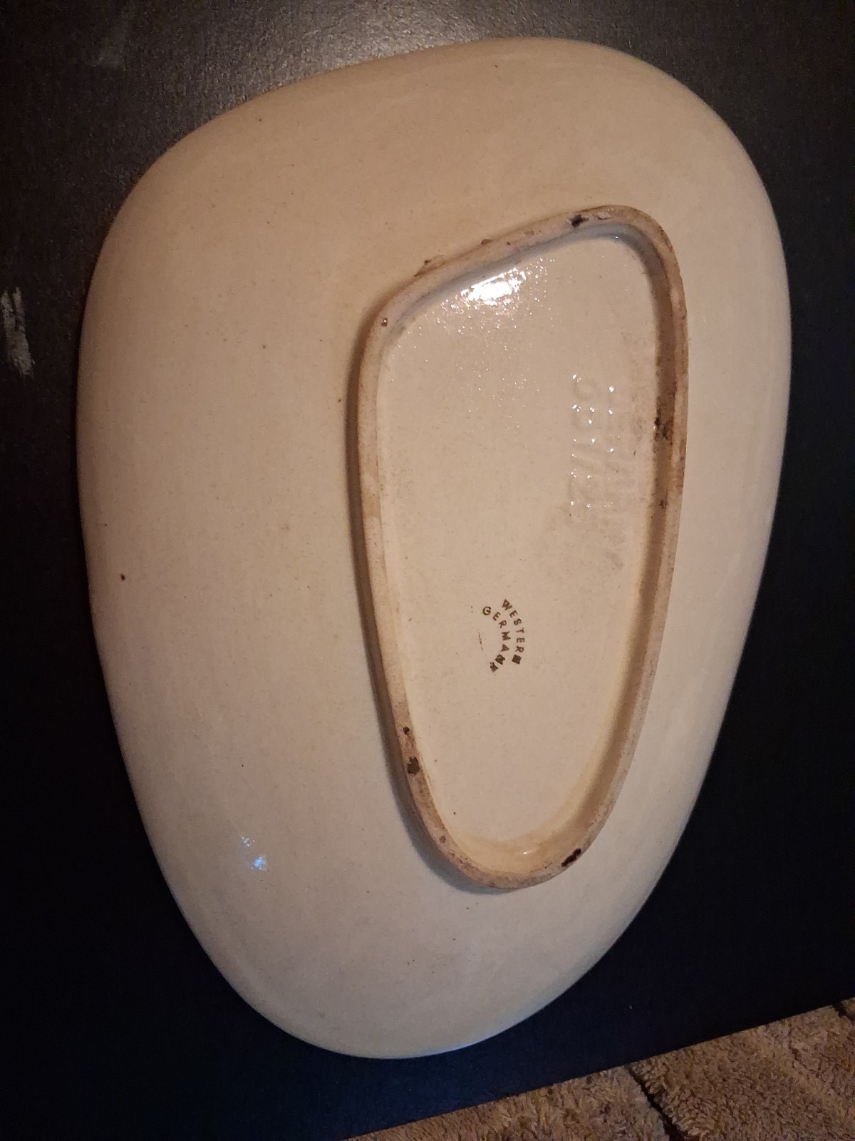 Vintage Bay Keramik Bowl 051/23 West Germany MCM Kidney Shaped Stripes 1960s