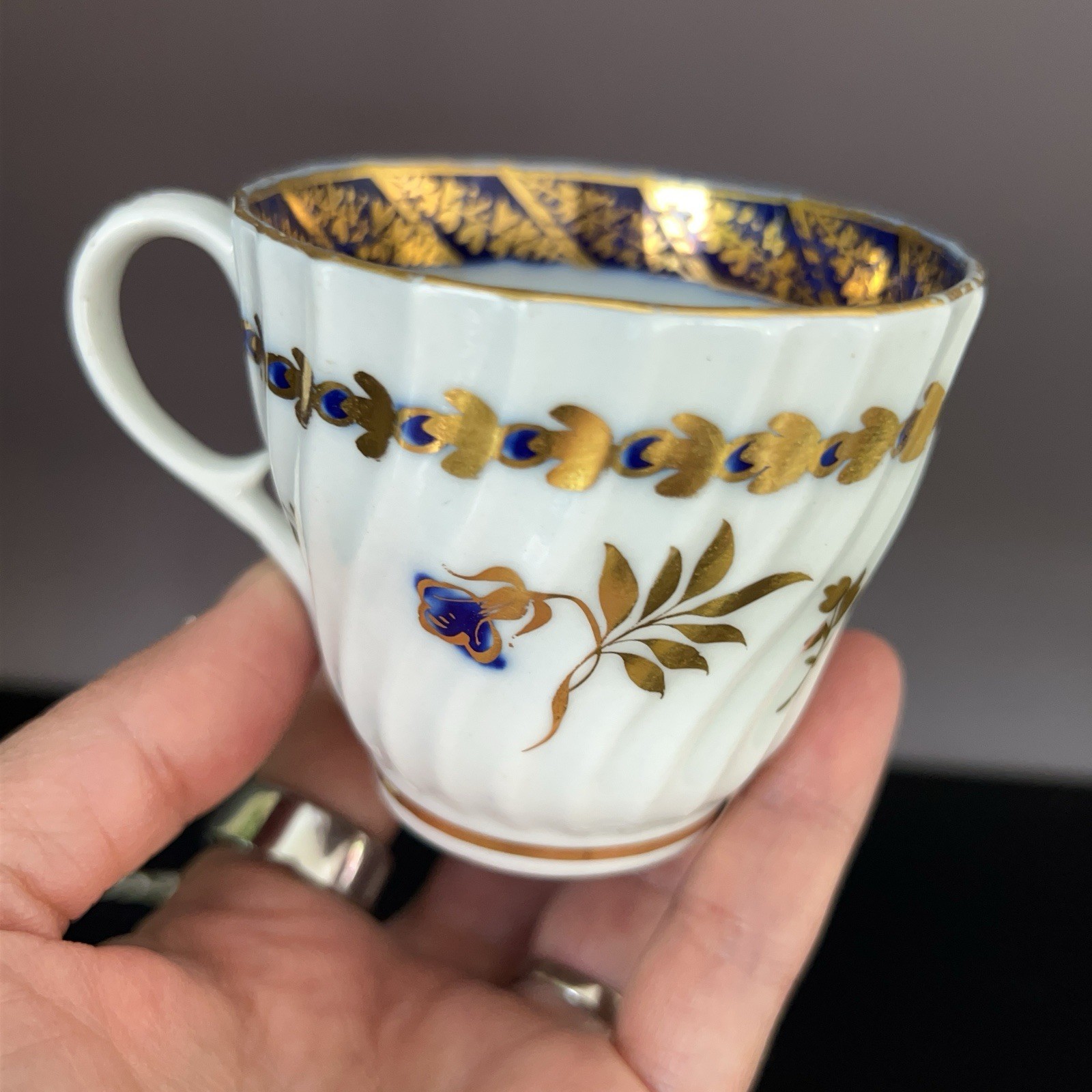 Antique Early Coalport Cup Saucer John Rose Period C1790s England Porcelain Gilt