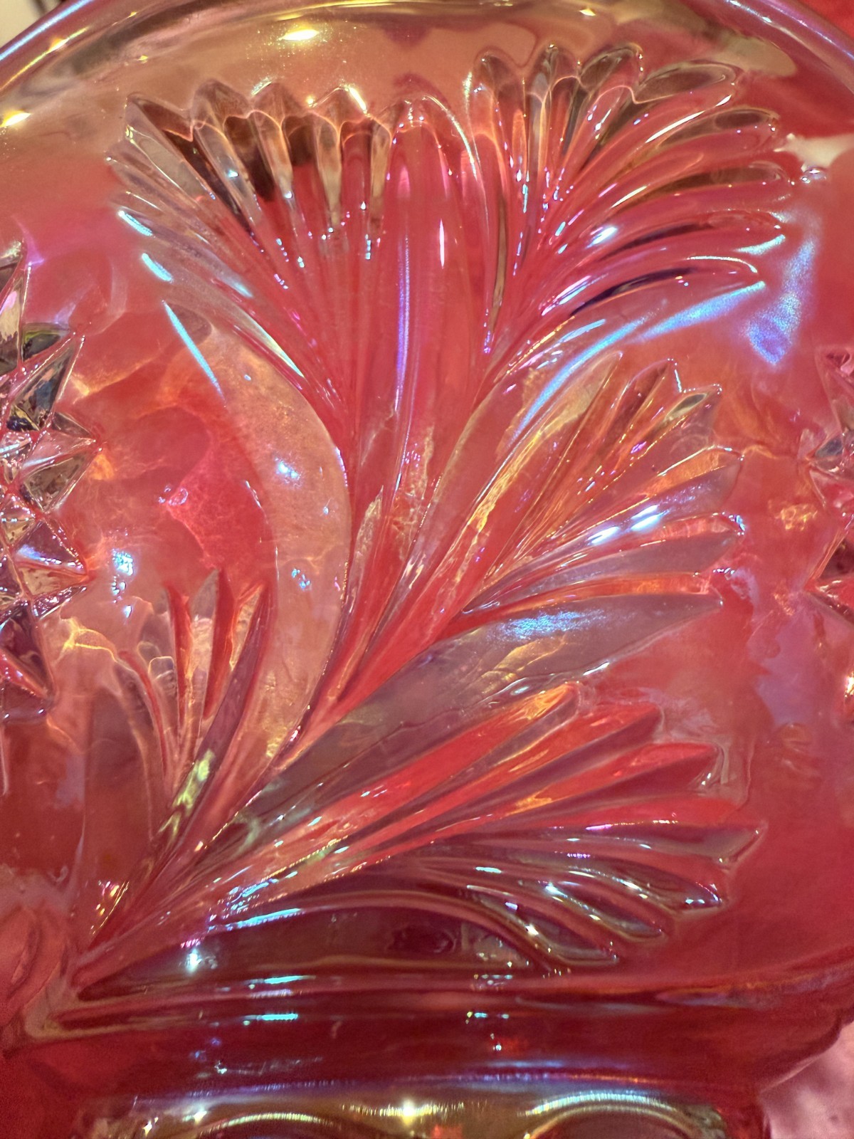 RARE Vtg Fenton Dusty Rose Pink Carnival Glass Miniature Punch Bowl Set/4 Cups