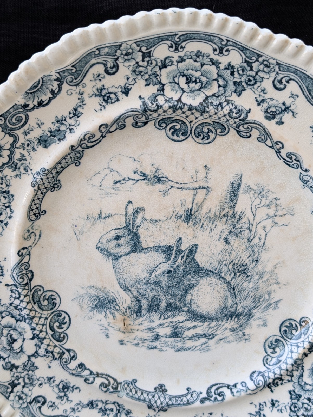 RARE ANTIQUE BISHOP STONIER RABBIT PLATE TRANSFERWARE LINCOLN BISTO ENGLAND 1895