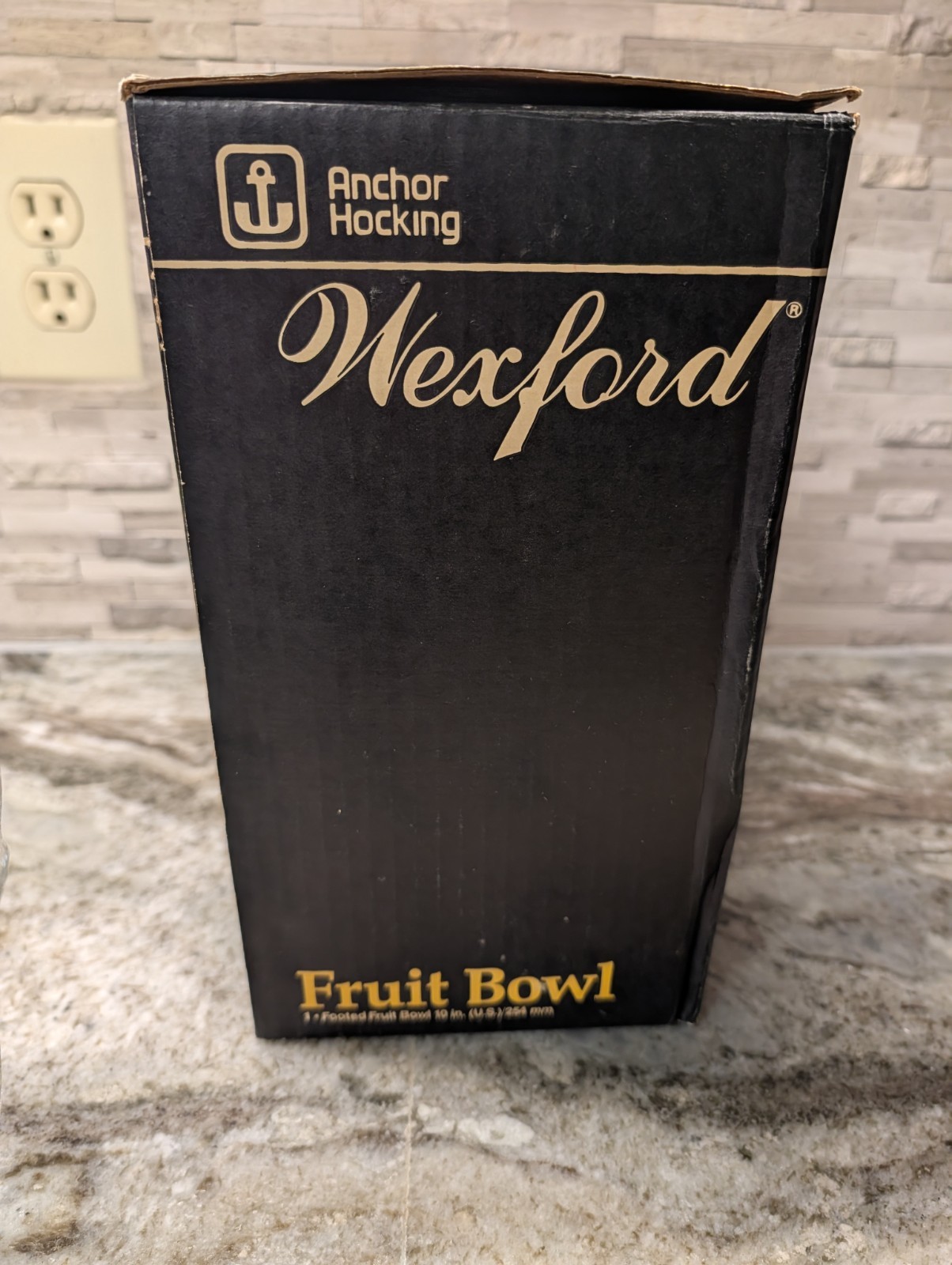 Wexford Anchor Hocking Fruit Bowl Footed 10″ Glass Center Piece Vtg W/Box USA