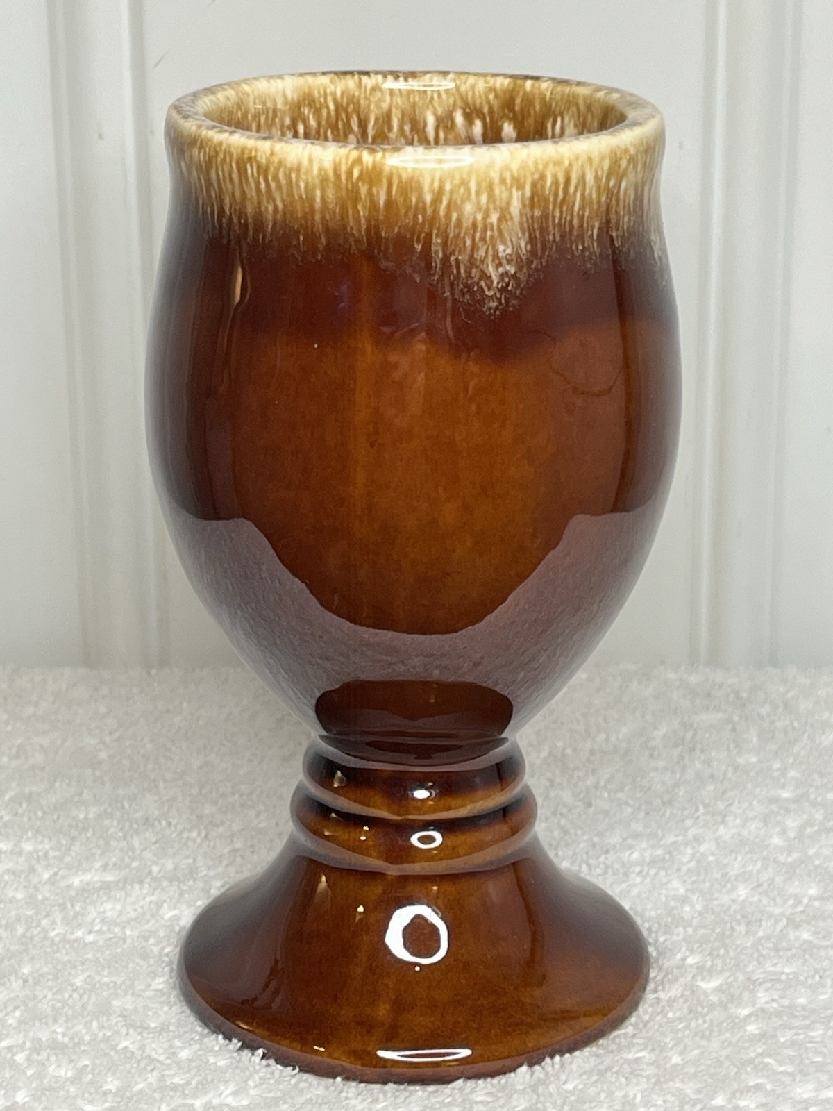 Set of 4 Vintage Hull Pottery Brown Drip Glaze Irish Coffee Pedestal Mugs 6″