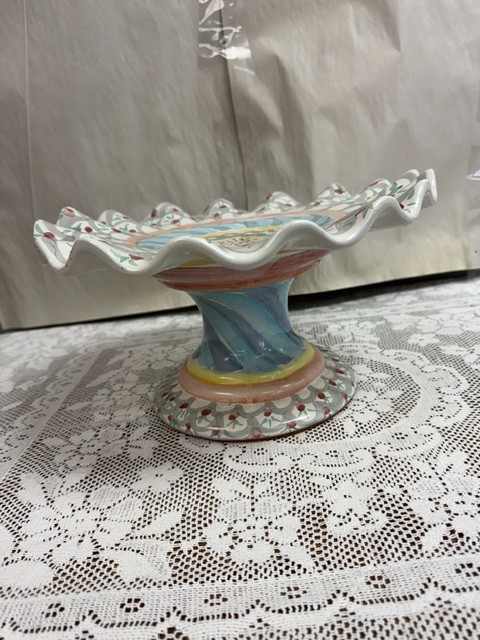 Mackenzie Childs -Stoke Gabriel – Fluted Ruffled Pedestal Cake Stand