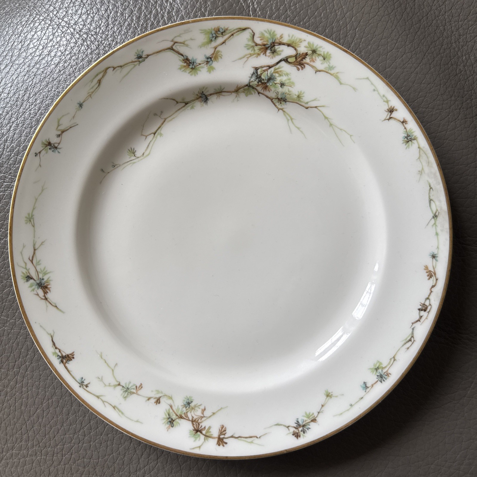 Antique Haviland France 8.5” Porcelain Plate Asymmetrical Pinecone Pattern, #1