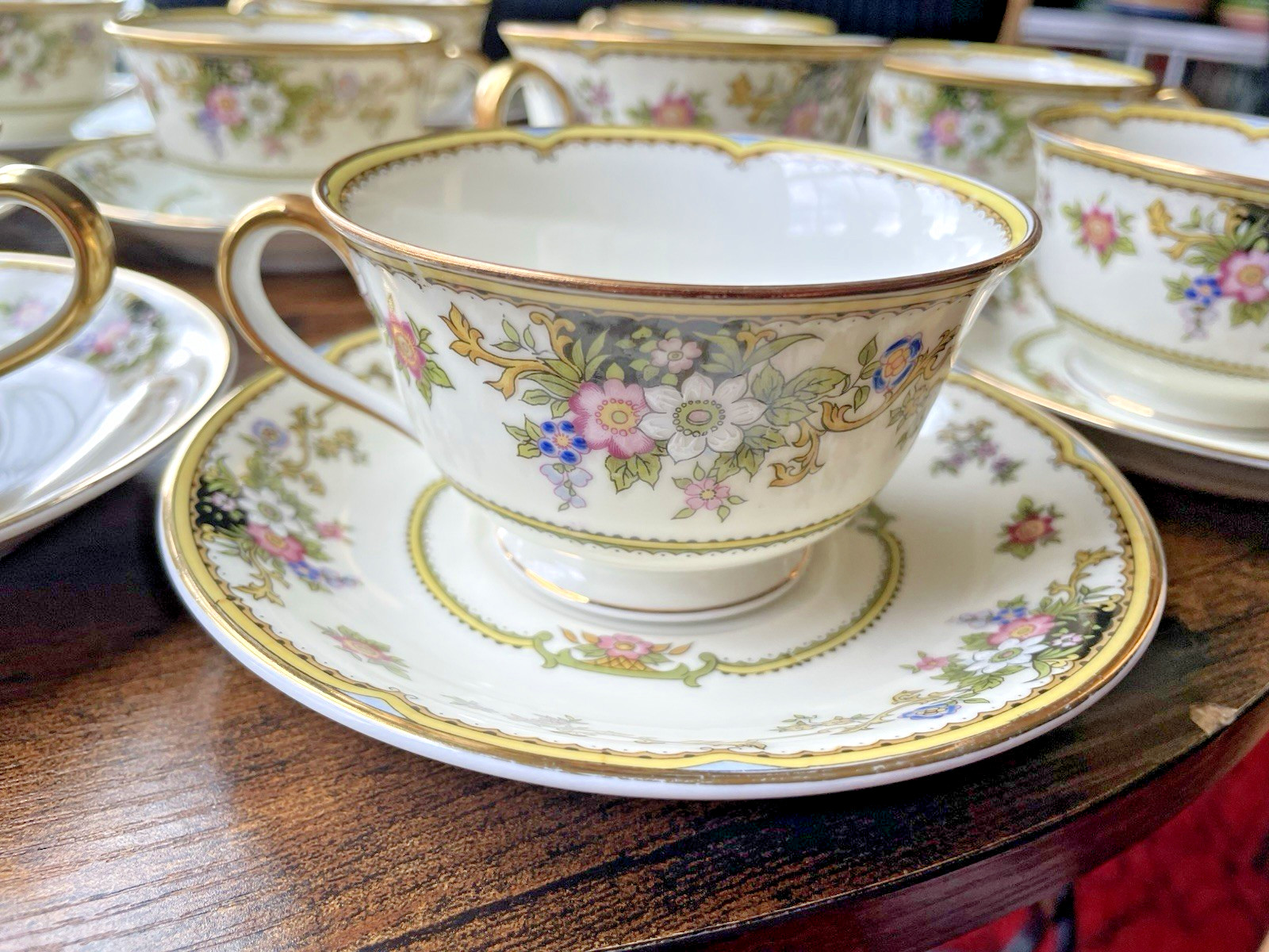 Noritake Tea Cup & Saucer Gold Floral China Vintage Set Cordova 1930’s Japan