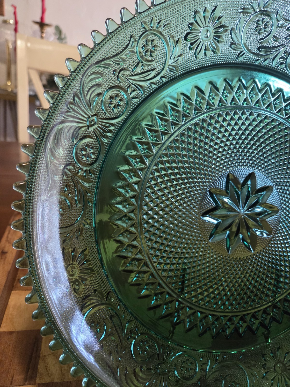 Vintage Indiana Glass Tiara Exclusives Spruce Green Sandwich Platter