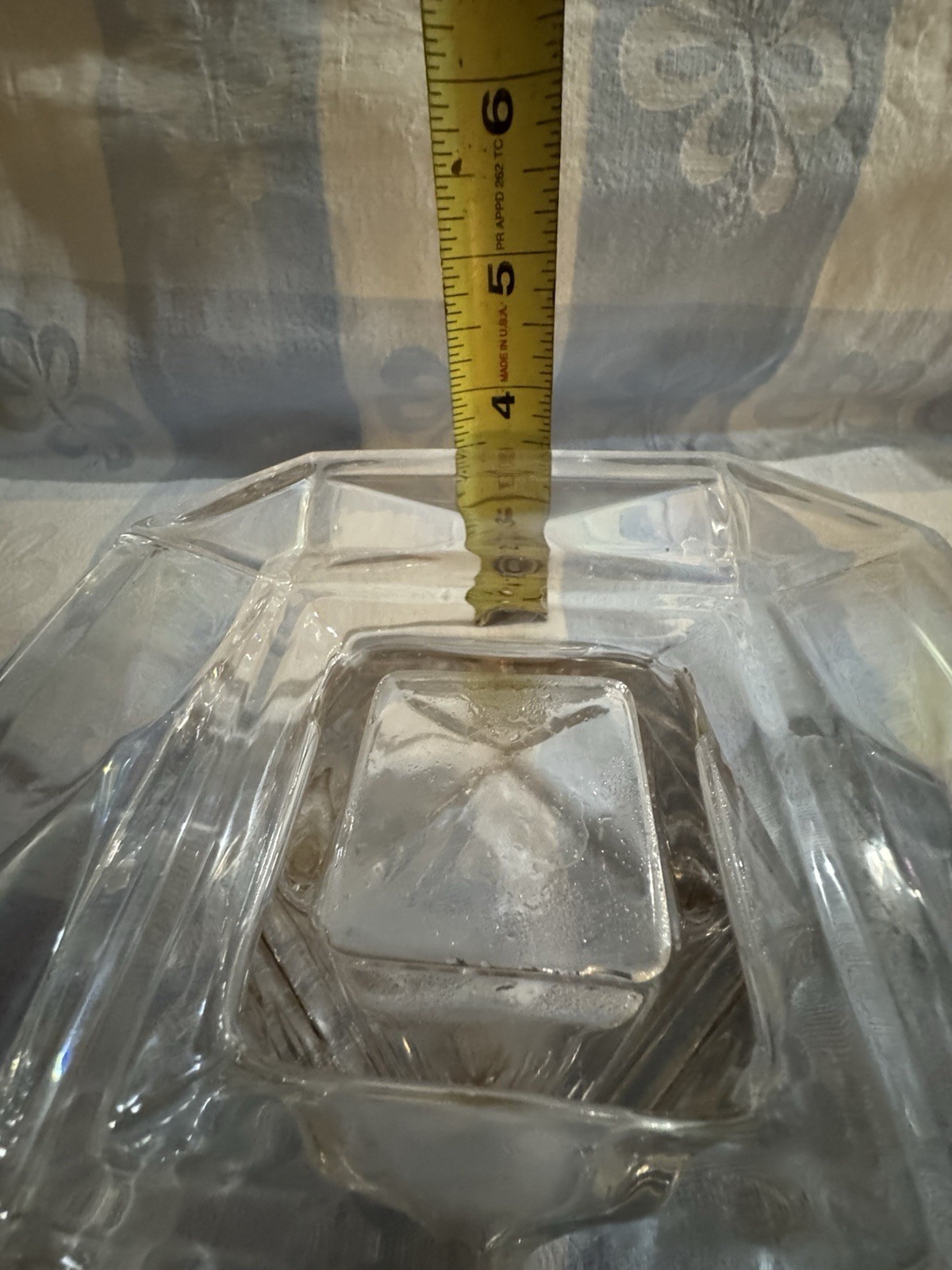 Lot of 2 Clear Glass Square Bowl Set Dishes Approx 6 in Wide Clear Glass