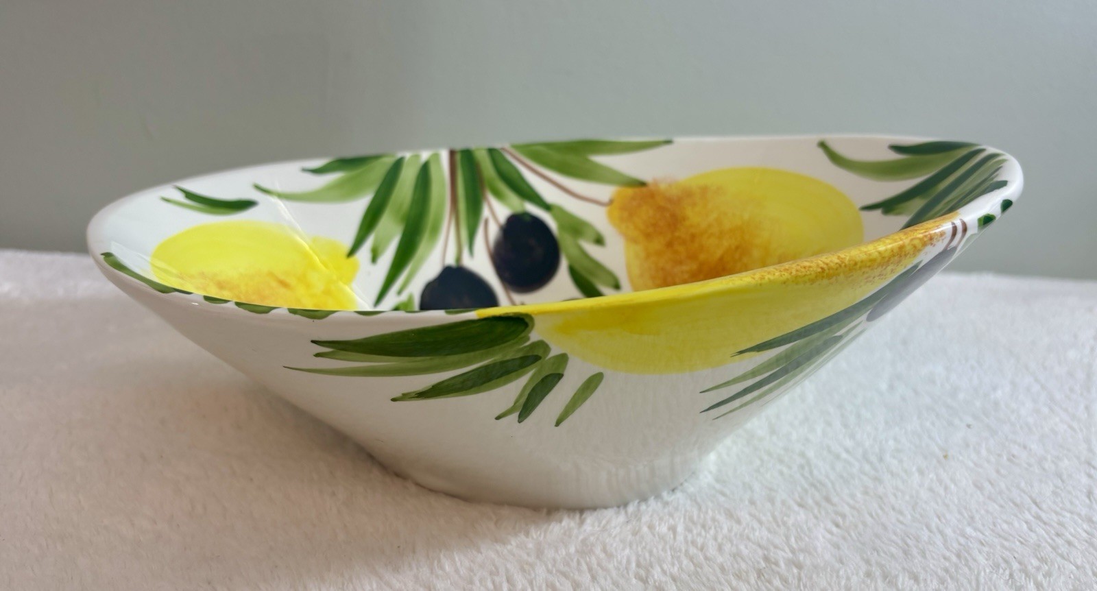 Bassano Ceramics 10.5” Hand Painted Asymmetrical Ceramic Bowl. Made In Italy.
