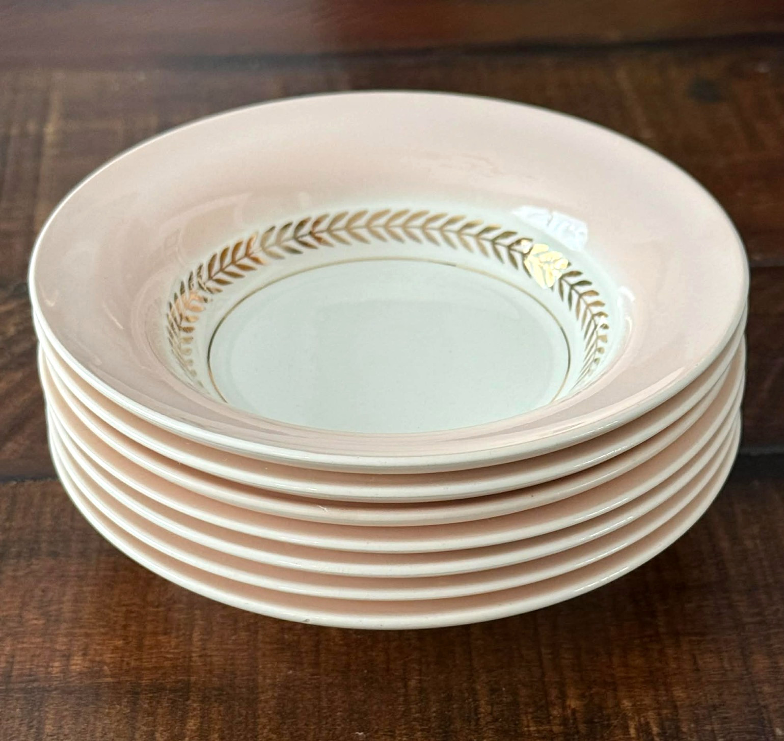 Candle Light American Limoges 22-k Gold Federal Pink Small Bowl Lot Of 7