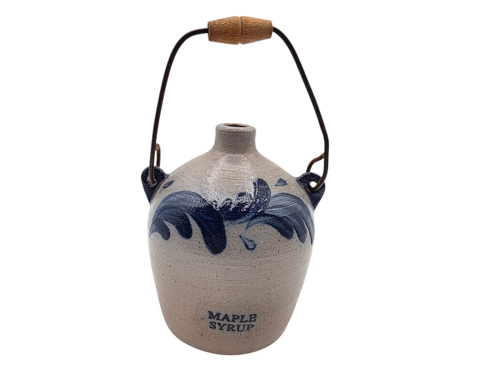Vintage 1991 Rowe Pottery Miniature Maple Syrup Jug Salt Glaze Mini Crock 2.75″