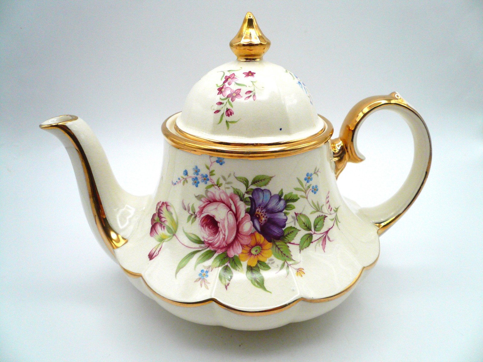 Sadler England Bell Shape Teapot # 3185 Mixed Floral Teapot