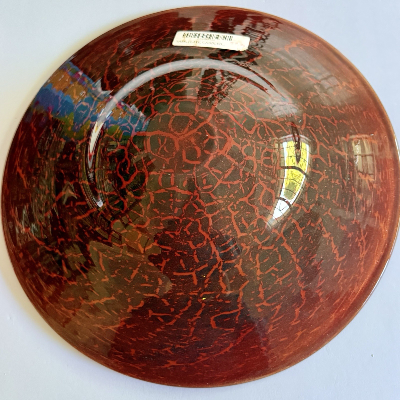 Large 15.5″ Brown Decorative Centerpiece Glass Bowl/Heavy/Ex Condition