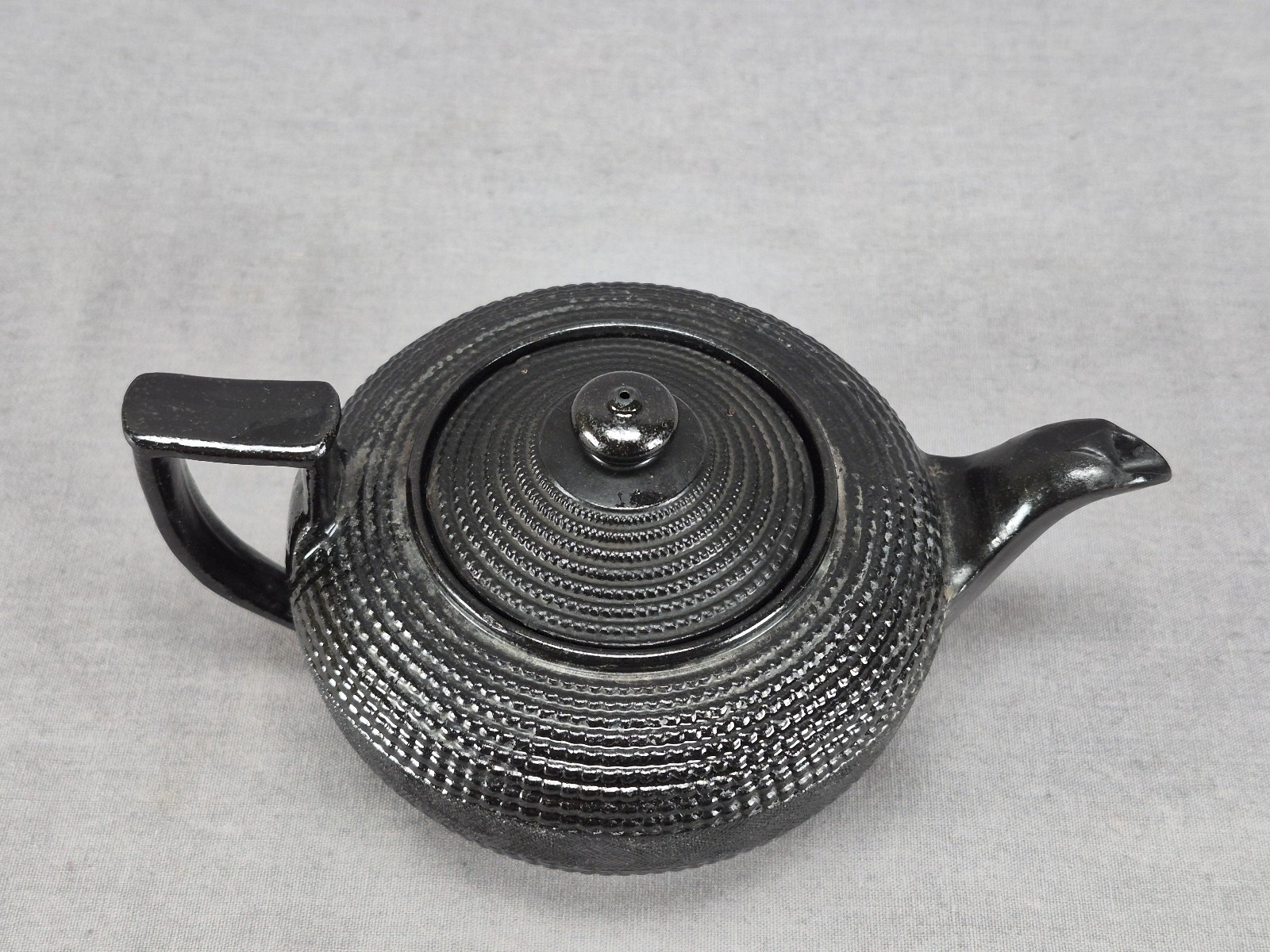 Antique British Egyptian Black Glazed Basalt Small Teapot Circa 1810-1830