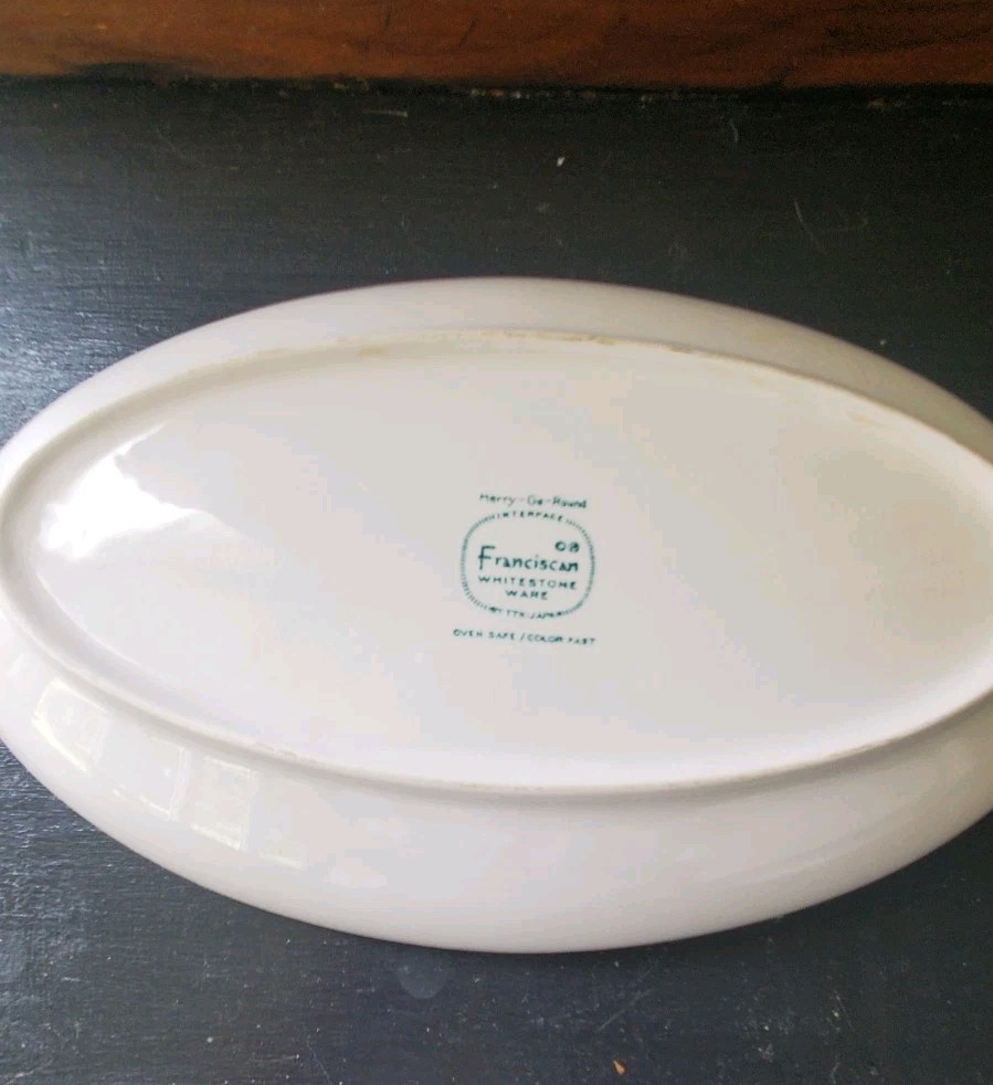 Franciscan Whitestone Ware Merry Go Round Oval Separated Serving Dish