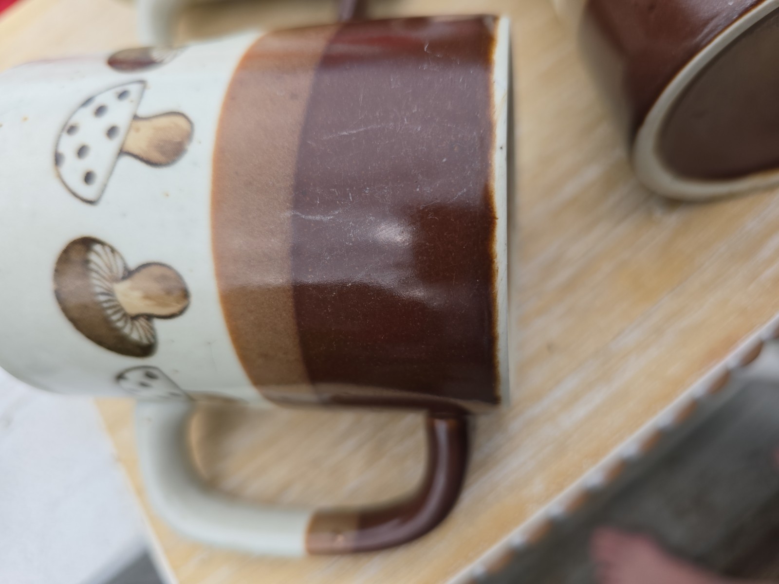 Set 4 Otagiri Original Mushroom Speckled Stoneware Coffee Mug 1970s MCM
