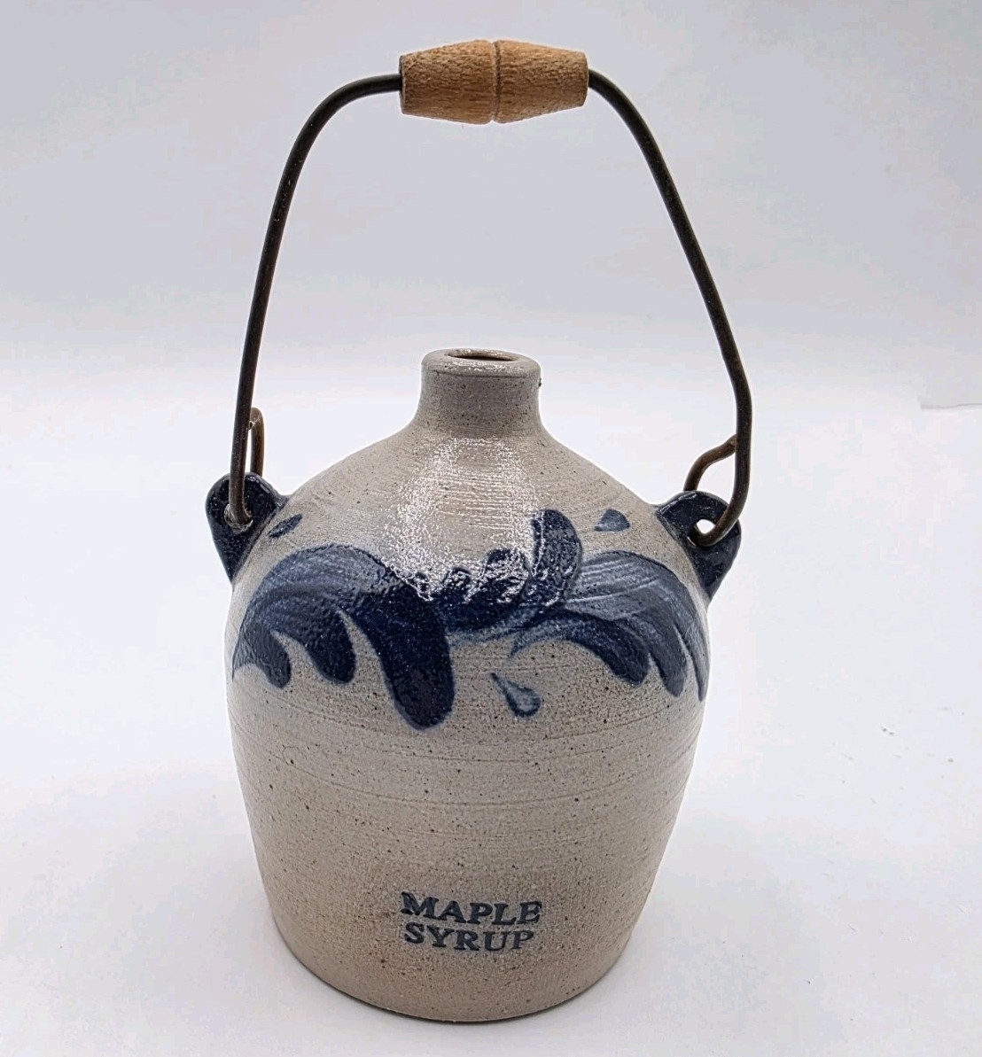 Vintage 1991 Rowe Pottery Miniature Maple Syrup Jug Salt Glaze Mini Crock 2.75″