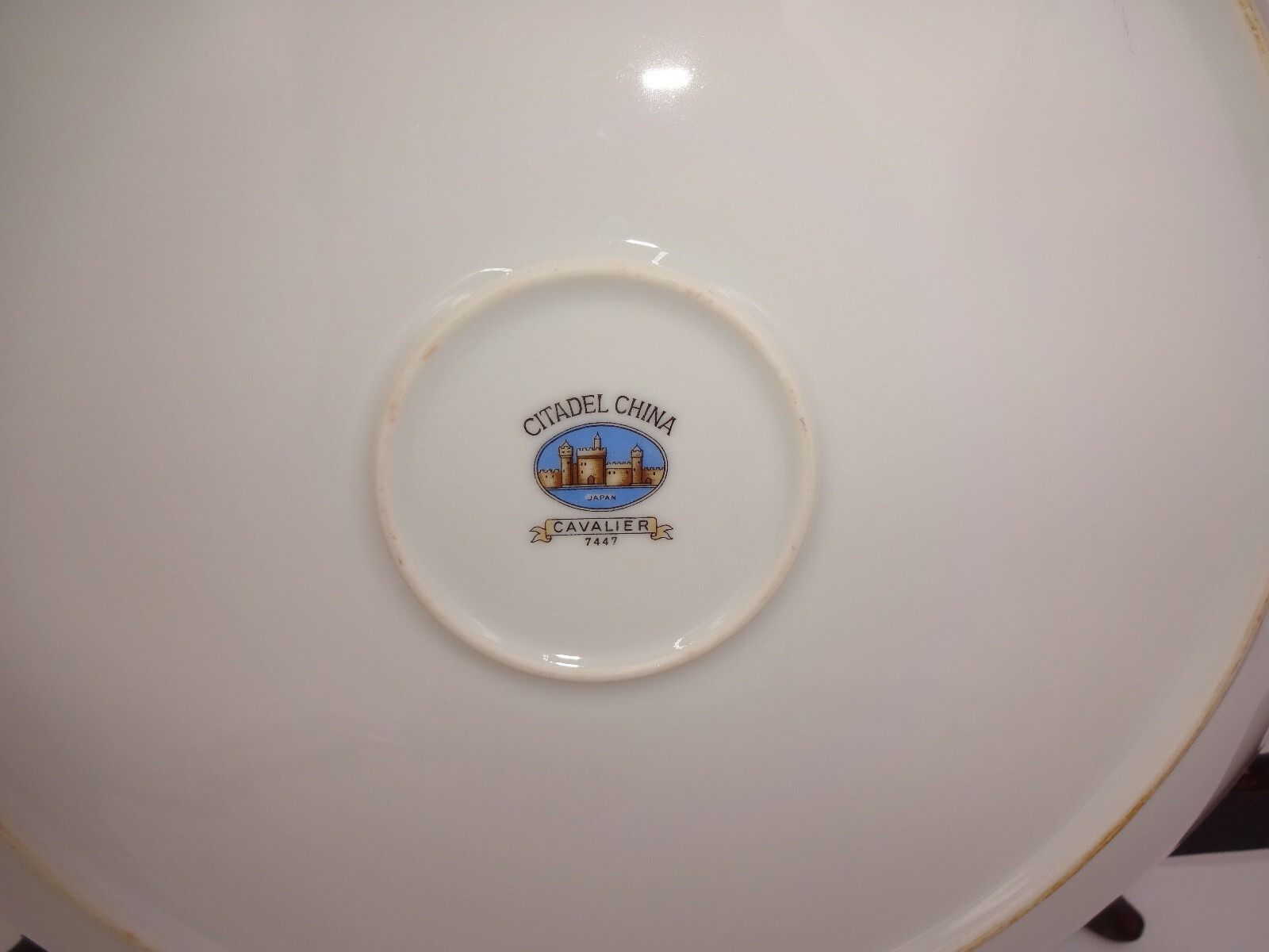 Vintage Citadel China Cavalier Double Handle Plate White Pink Leaves 7447 Japan