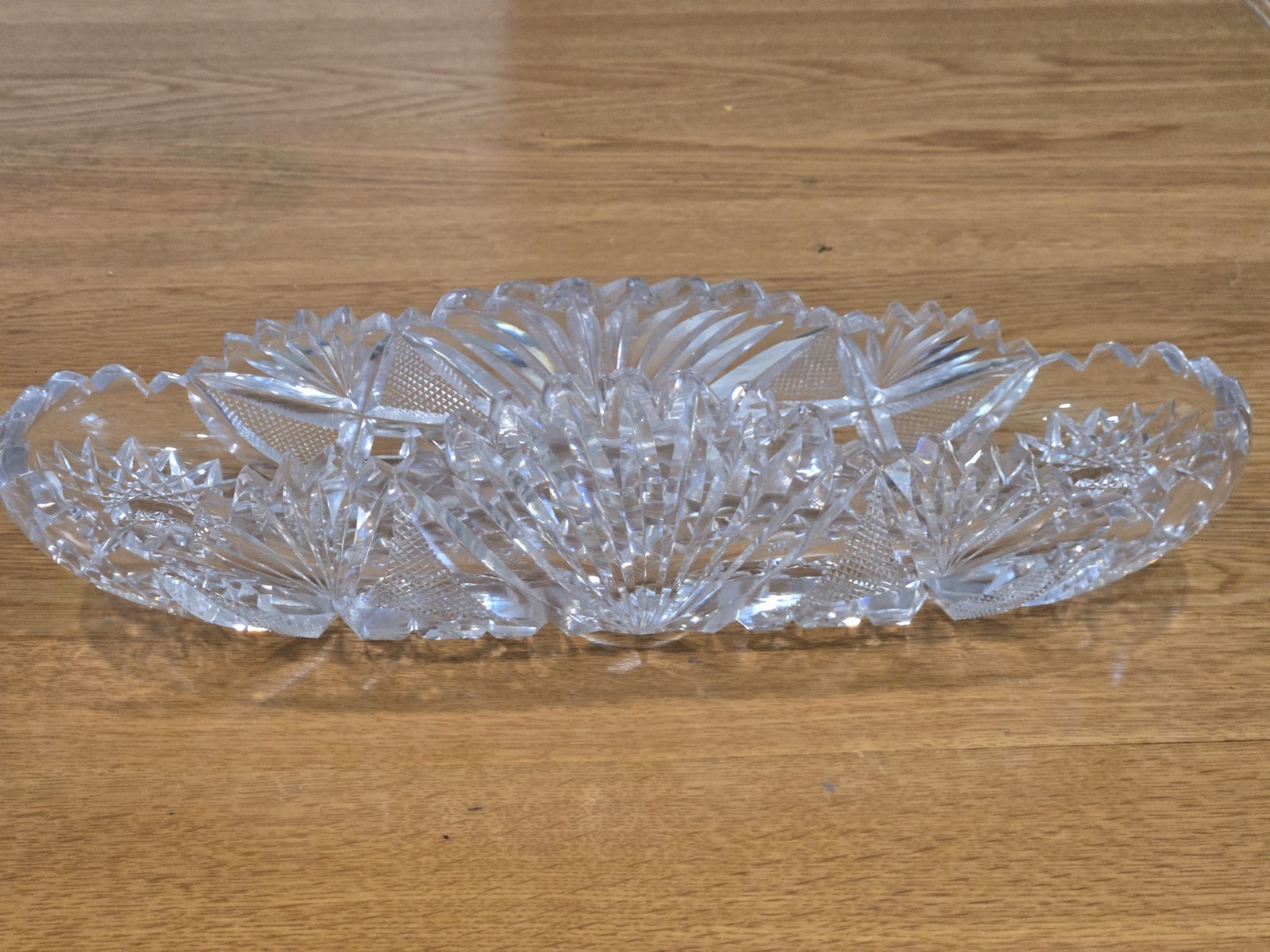 True American Brilliant Period Crystal. Beautiful Cut Glass Celery Dish.