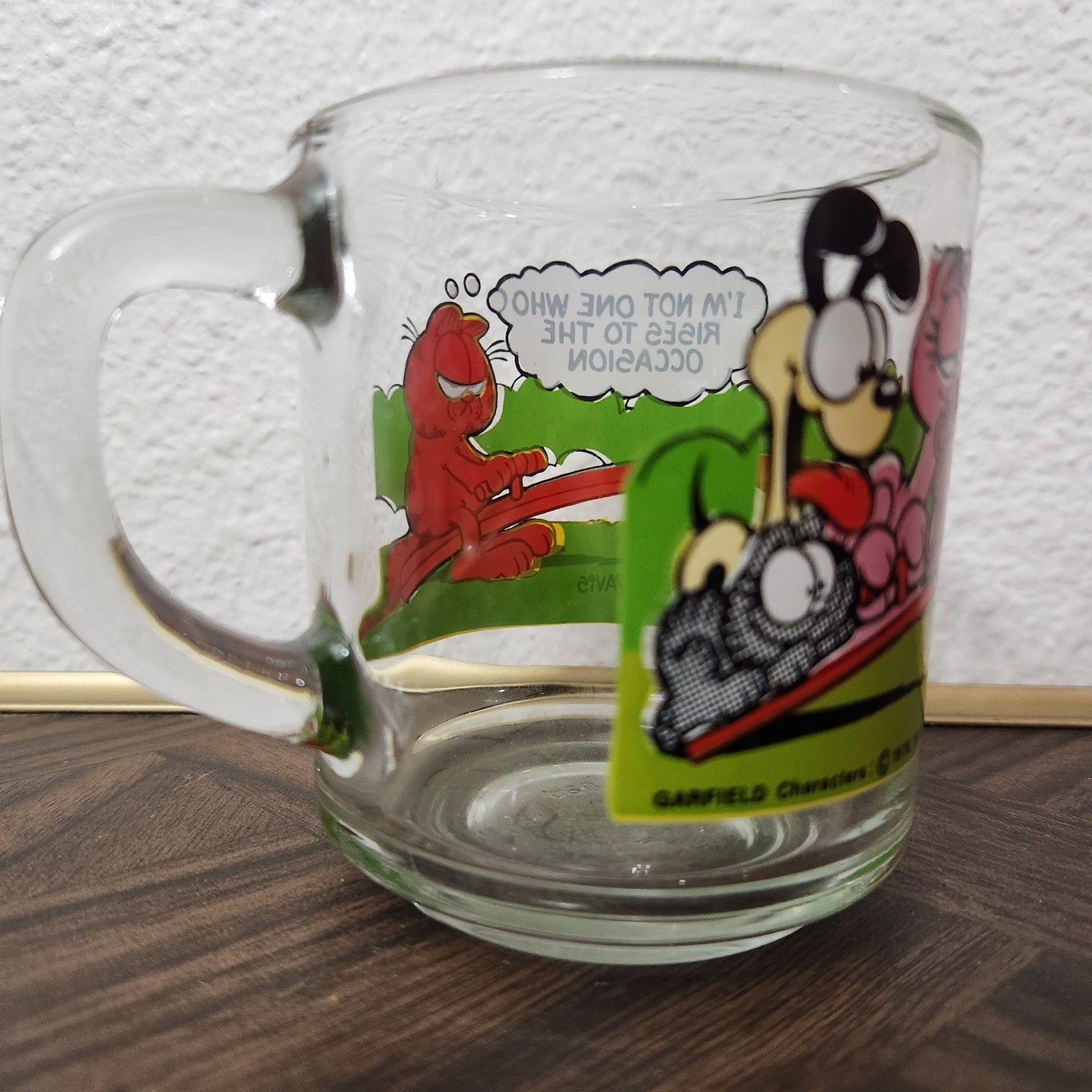 Vintage 1980’s Garfield Clear Glass Coffee Mug Funny
