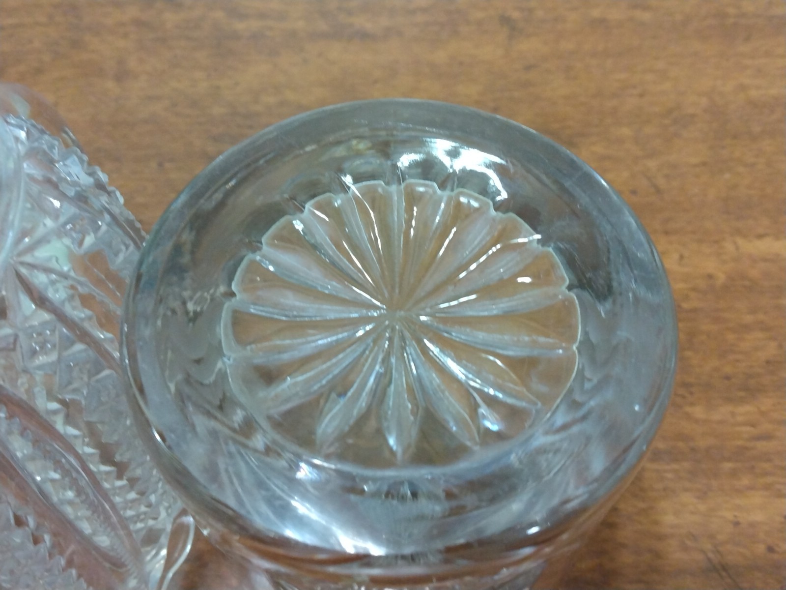 Vintage Diamond Cut Creamer & Grapevine Etched Creamer
